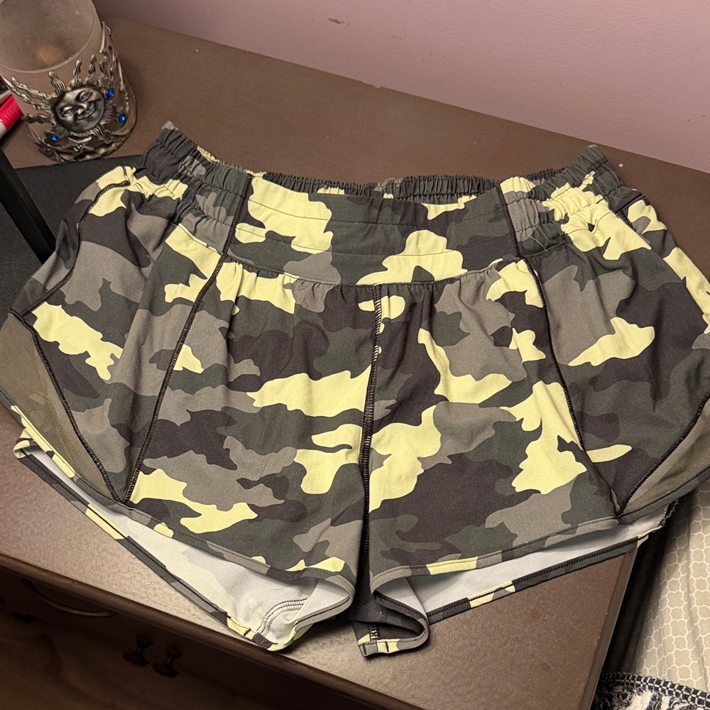 Lululemon Athletica Camouflage Athletic Shorts - Black and Yellow